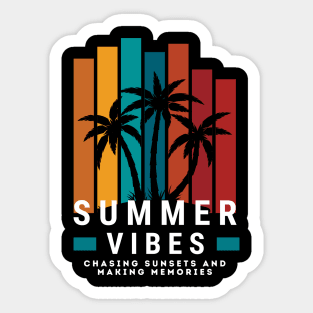 Summer Family Vacation 2024 Vibes - Summer Vibes Chasing Sunsets and Making Memories - Beach Memories Cool Saying  - Sunset-Themed | Summer Travel Essentials Gift Sticker